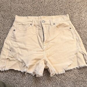 American eagle highest rise mom shorts tan and distressed size 4